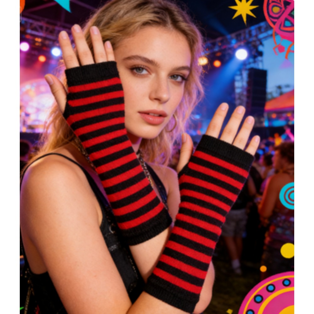 PESENAR Red  Black Striped Fin - Fingerless Glove Knit review and price