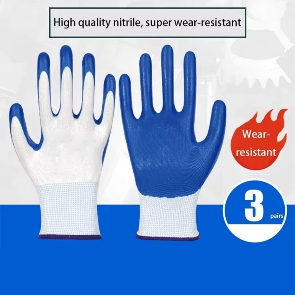 3 Pairs Of Non-slip Wear-resis - Nitrile Mechanic Glove review and price